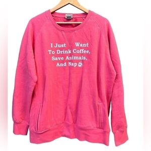 Artisans Apparel Double Zip Hand Pocket Pink Comfortable Crew Neck Sweater Sz XL